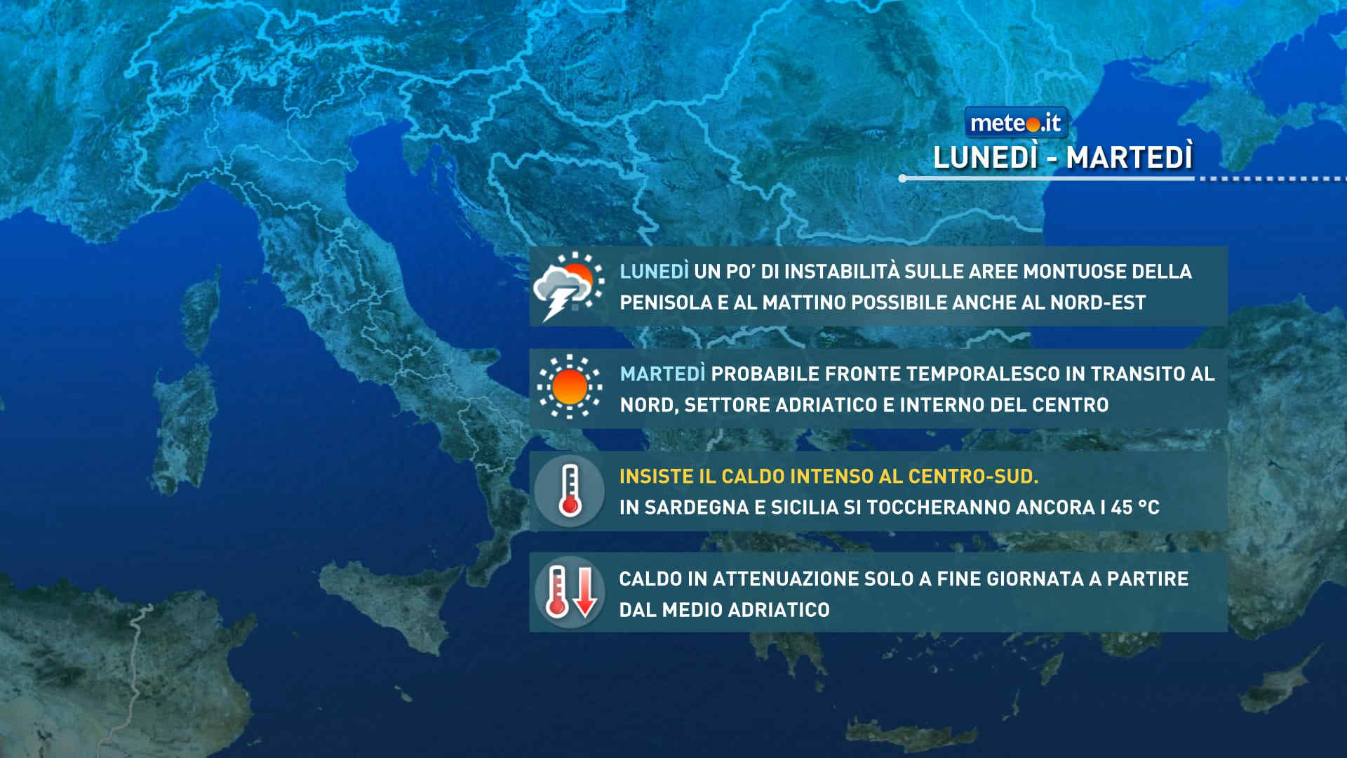 Meteo: lunedì 20 picchi ben oltre i 40°C nelle Isole! Rinfrescata su parte dell'Italia