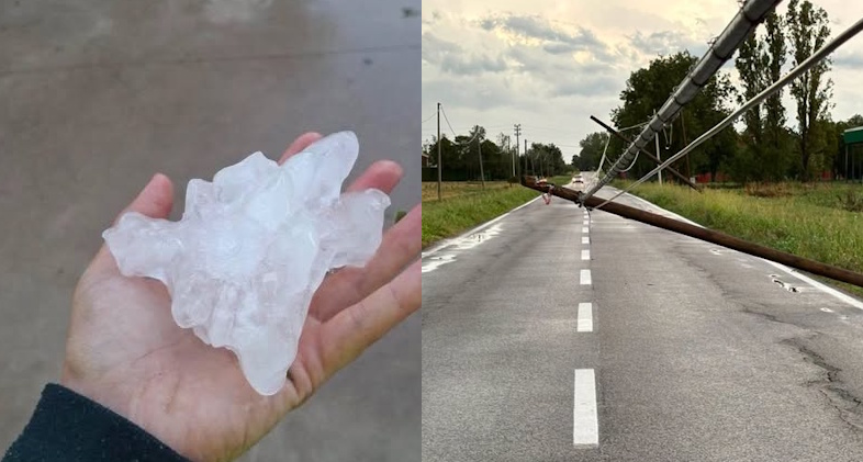 Nuova ondata di maltempo sul Ferrarese: grandine nell’Argentano e strade chiuse per i danni