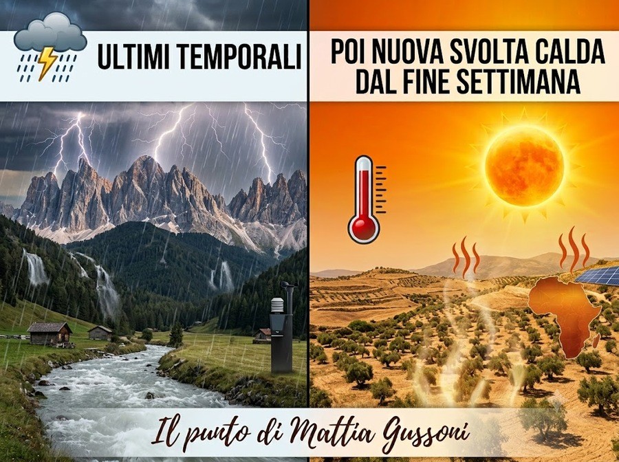 Meteo: ultimi temporali, poi nuova svolta calda dal fine settimana. Parla il meteorologo Mattia Gussoni