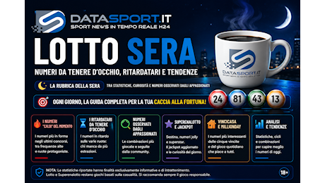 SuperEnalotto, la sestina del 9 ottobre: due punti 5 da oltre 67mila euro e jackpot a 38,8 milioni