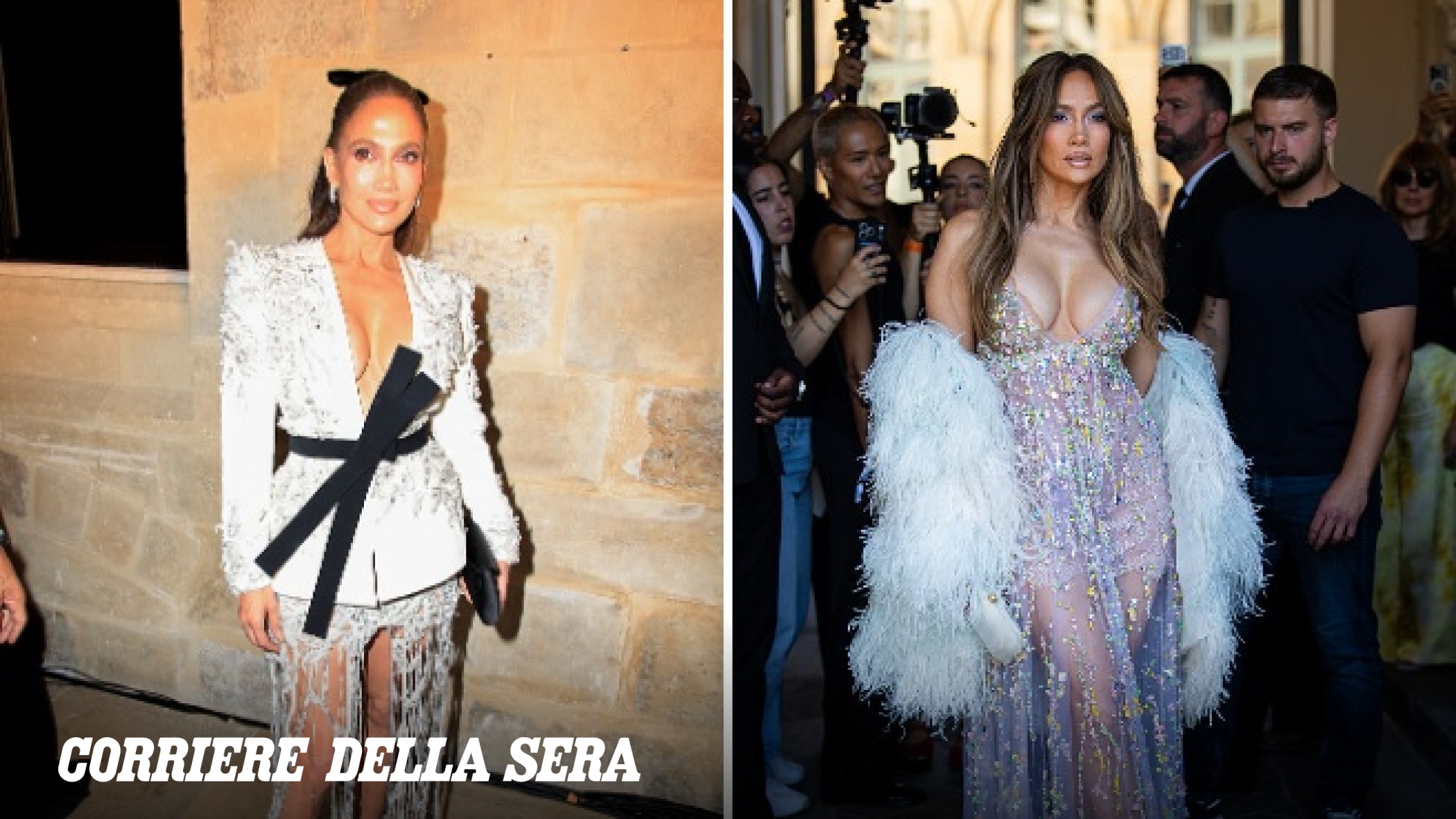 Jennifer Lopez a Parigi: le due anime del glamour tra cristalli e scollature profonde