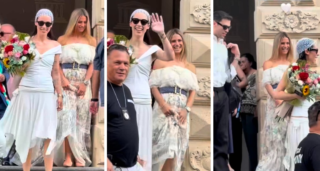 Aurora Ramazzotti e Goffredo Cerza sposi: le nozze civili nel Municipio di Militello in Val di Catania, le immagini